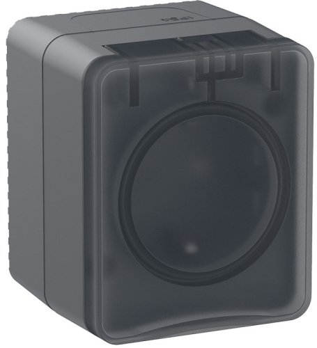 Розетка с заземлением накладная Systeme Electric AtlasDesign Profi54 1-м. крышка IP54 антрацит картинка